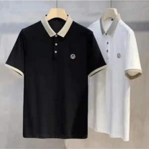 Áo Thun Polo Nam Thêu Chữ U,Chất Liệu Thấm Hút Mồ Hôi,Cổ Phối Màu