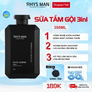 Sữa tắm gội nam hương nước hoa 3 in 1 RHYS MAN Rhys Legend 350ml