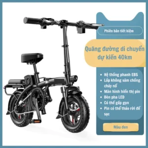 Xe đạp điện trợ lực gấp gọn bỏ cốp tiện lợi. Xe điện pin động cơ 400w. BH 12 tháng